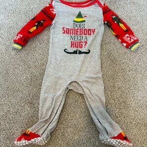 ELF Christmas Pj Baby Toddler Footie One piece 12-18 months
